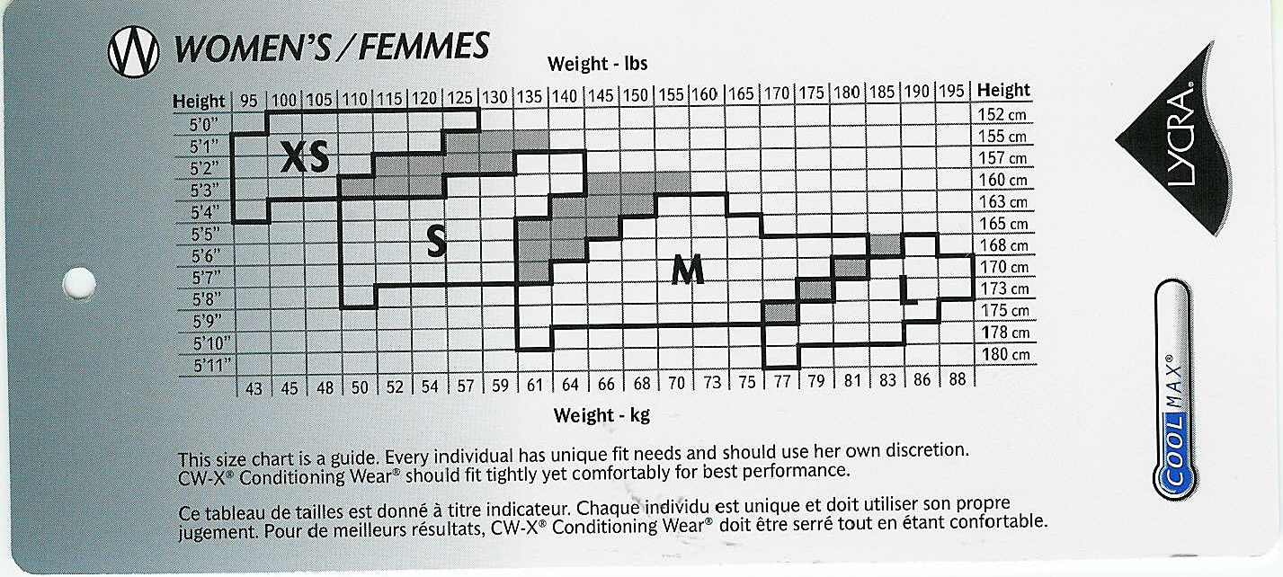 Cw X Women S Size Chart